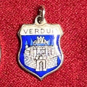 Vintage 925 Sterling Silver & Enameled Verdun, France Coat of Arms Charm
